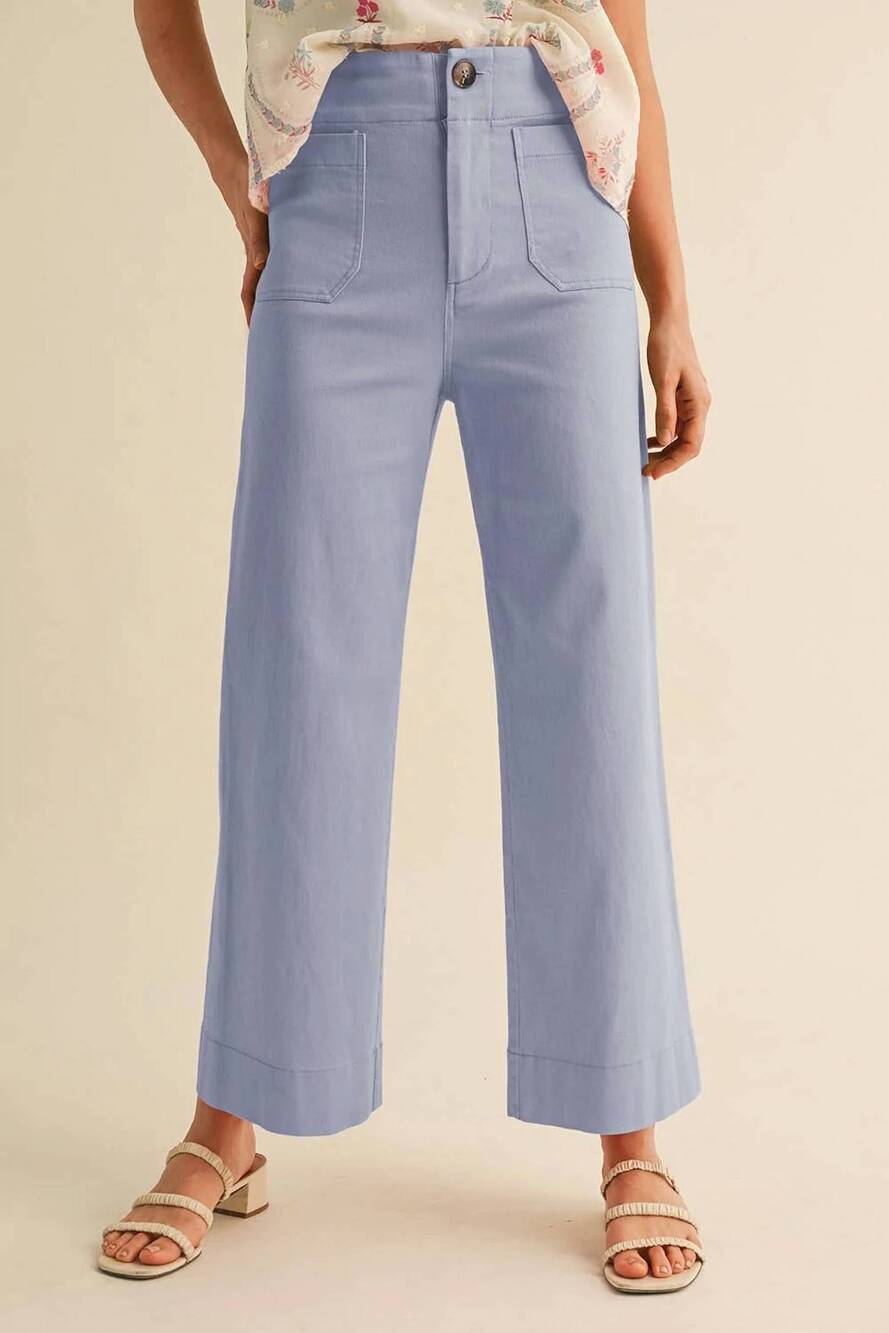NEW &MERCI high waist cropped wide leg pants in conflower blue